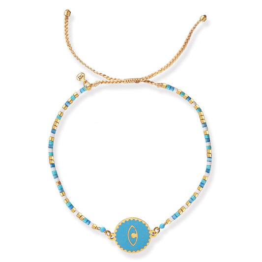TAI JEWELRY | Adjustable Beaded Bracelet With Bold Evil Eye Centerpiece | Bracelet |