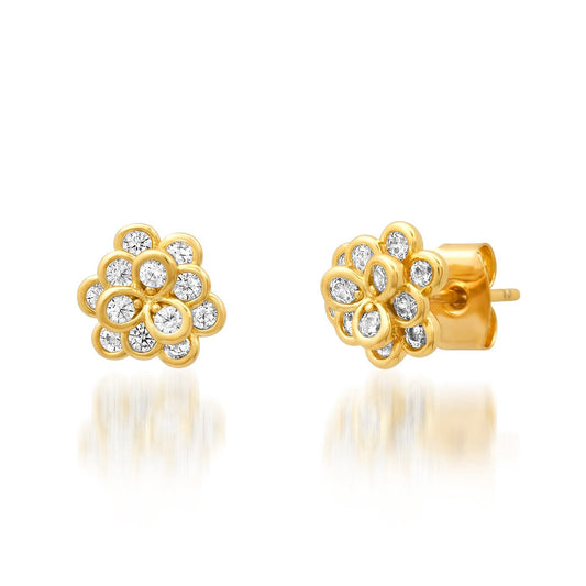 TAI JEWELRY | 3D CZ Flower Stud | Earrings |