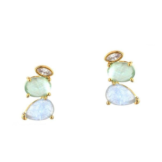 TAI JEWELRY Earrings Stacked Aqua Stone Climbers